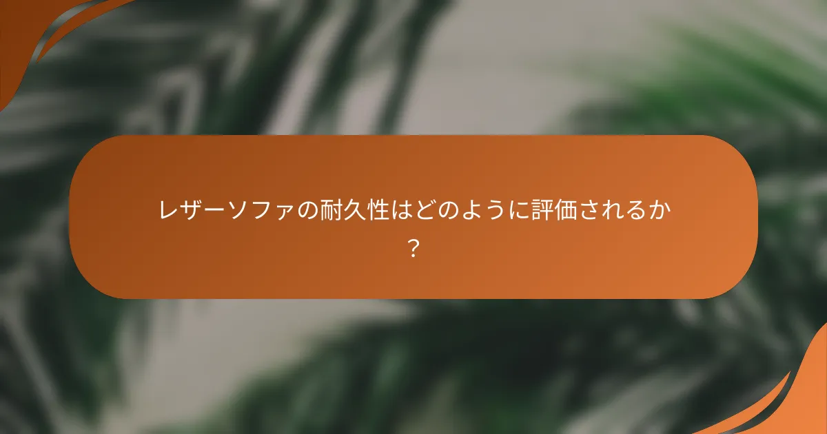 レザーソファの耐久性はどのように評価されるか？